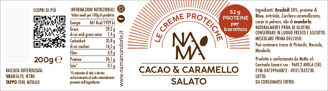 Crema Di Arachidi Cacao Caramello Salato NA MA